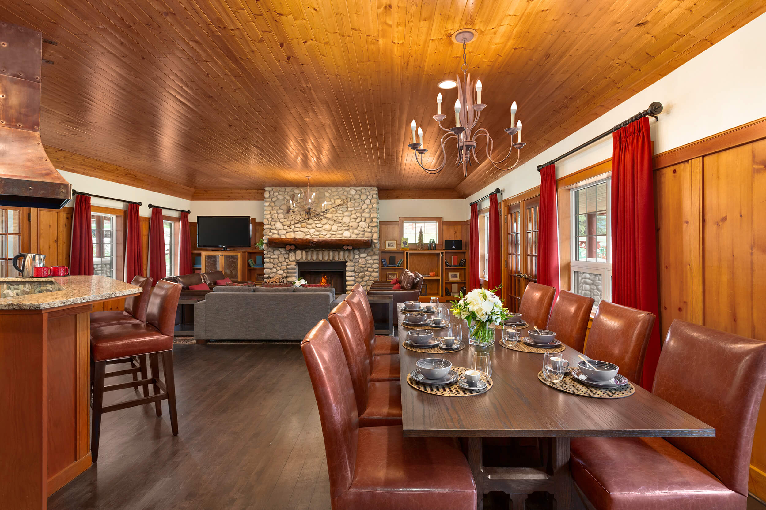 dining room with table set for dinner