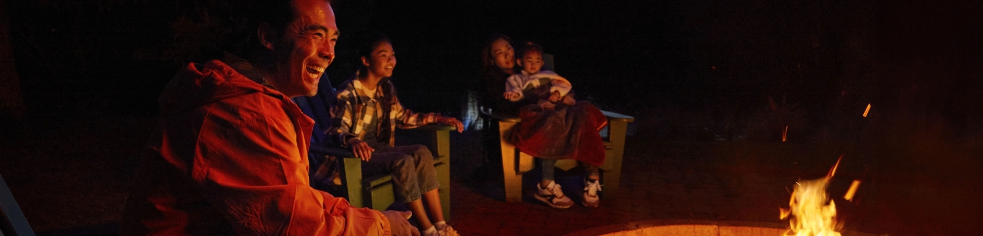 A cozy family Campfire at Trefoil Lake at Fairmont Jasper Park Lodge
