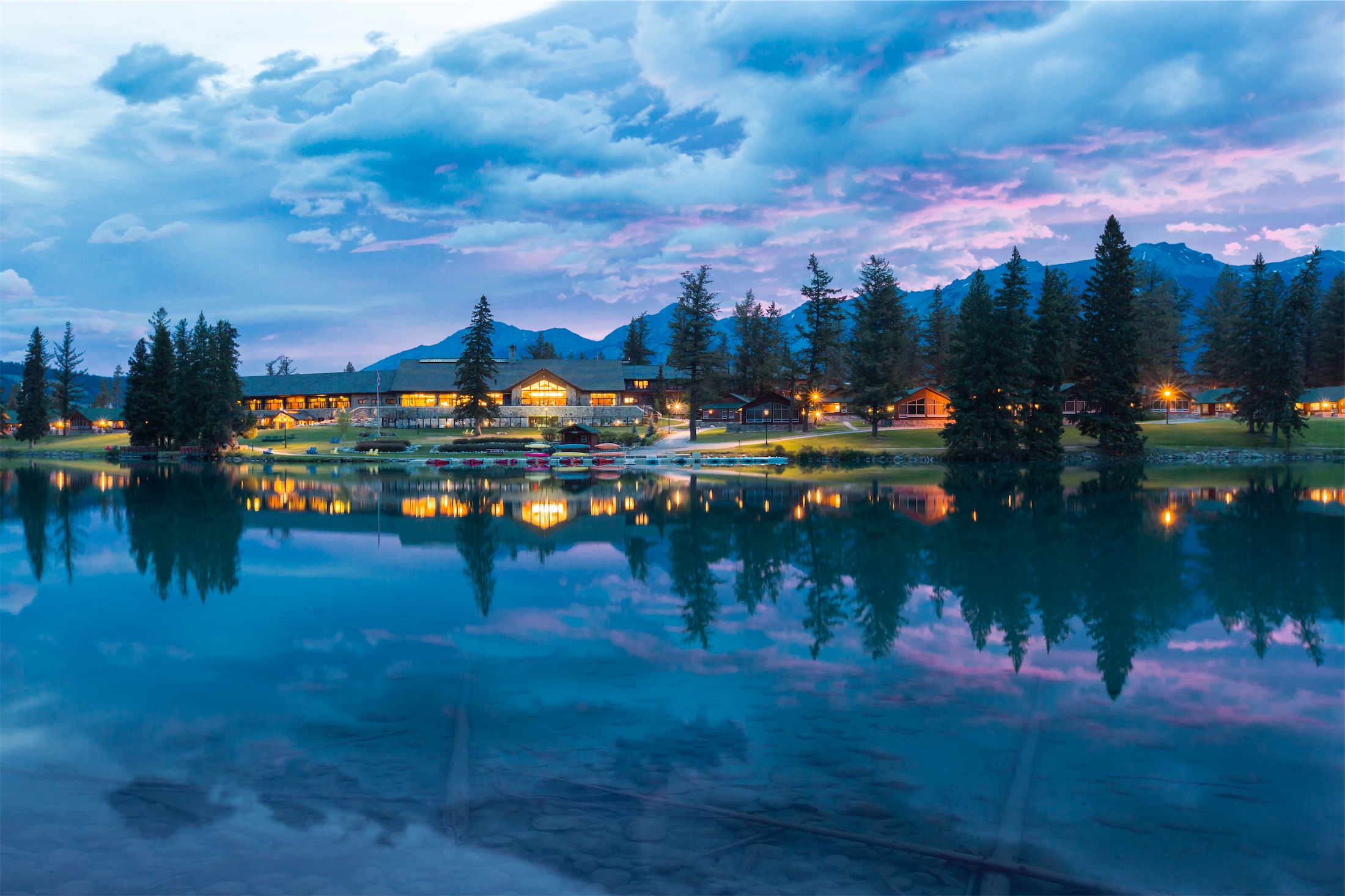 view of the main lodge from the lake