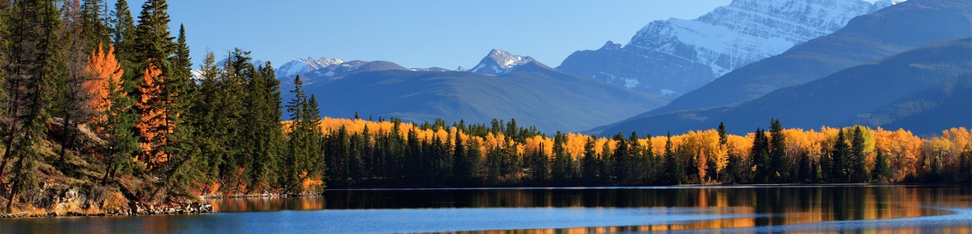lake with fall trees and mountains