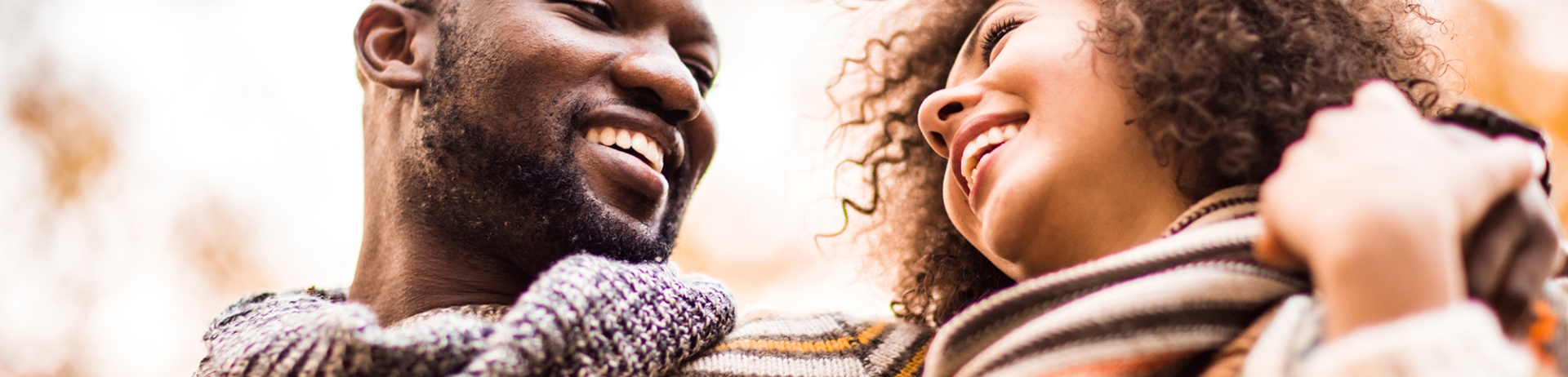 Happy couple in the fall