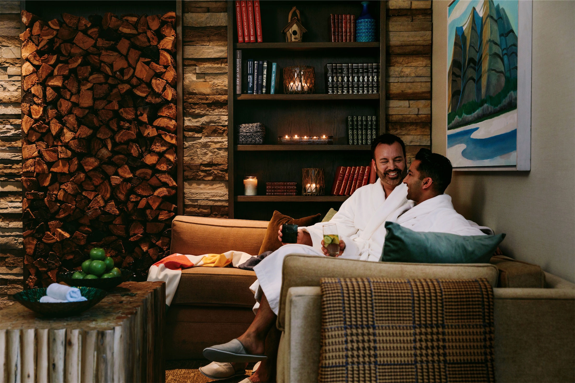 couple relaxing at fairmont spa jasper park