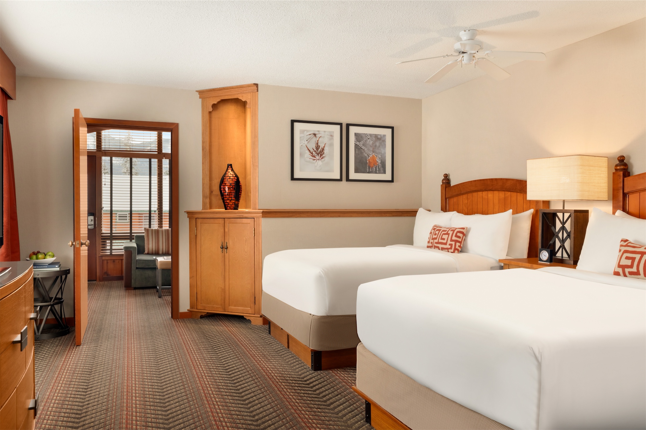 junior suite fireplace bedroom to living