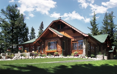 exterior of log cabin