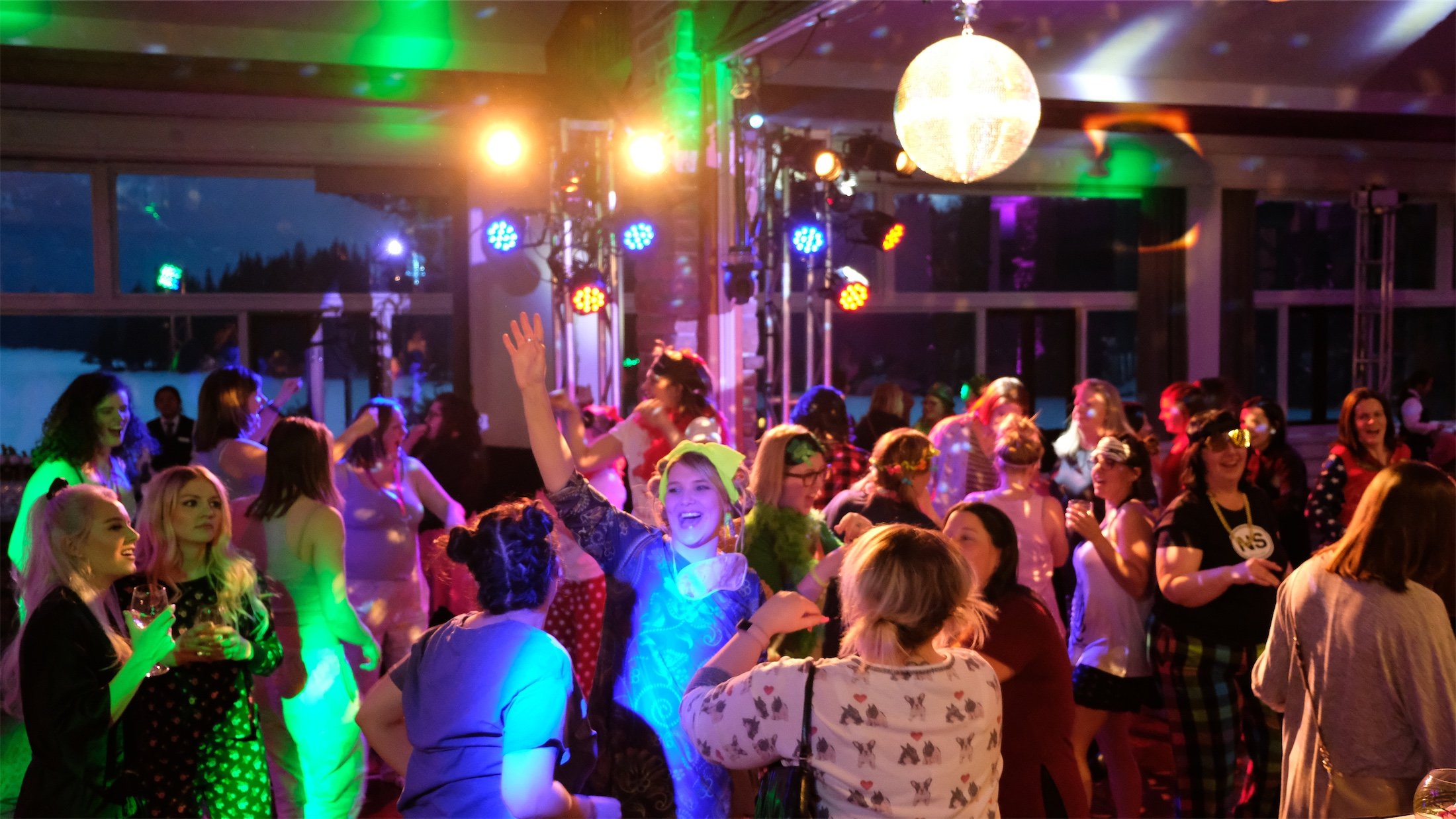 Pajama party dance at night