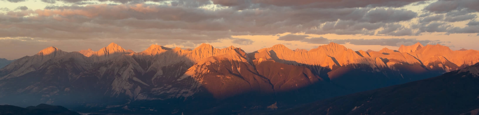 The sun setting over the Rocky Mountains