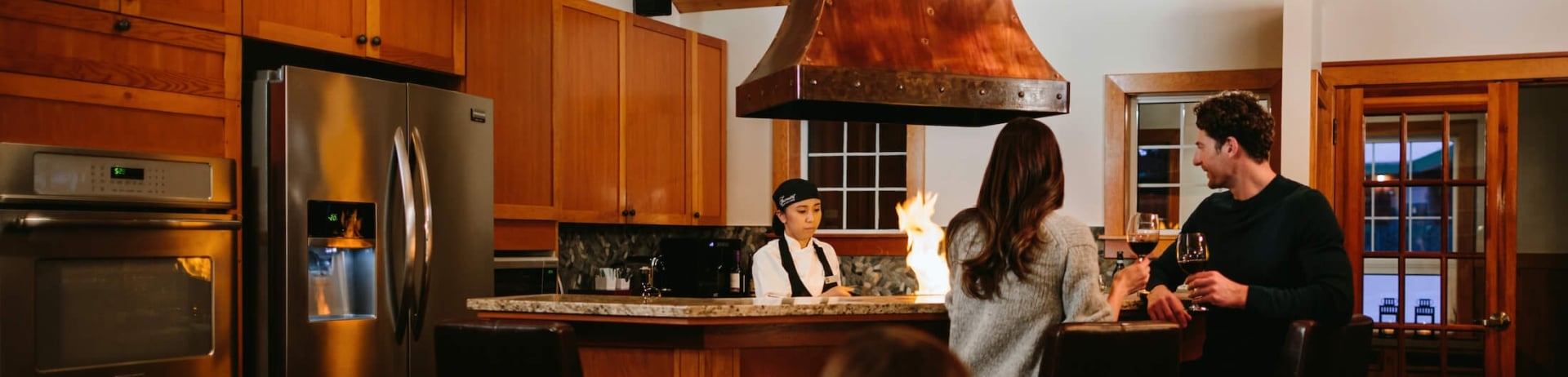 chef and family dinner at gardeners cabin