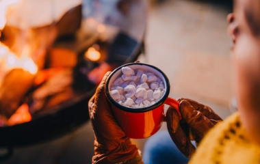 close up of hot cocoa with marshmallows