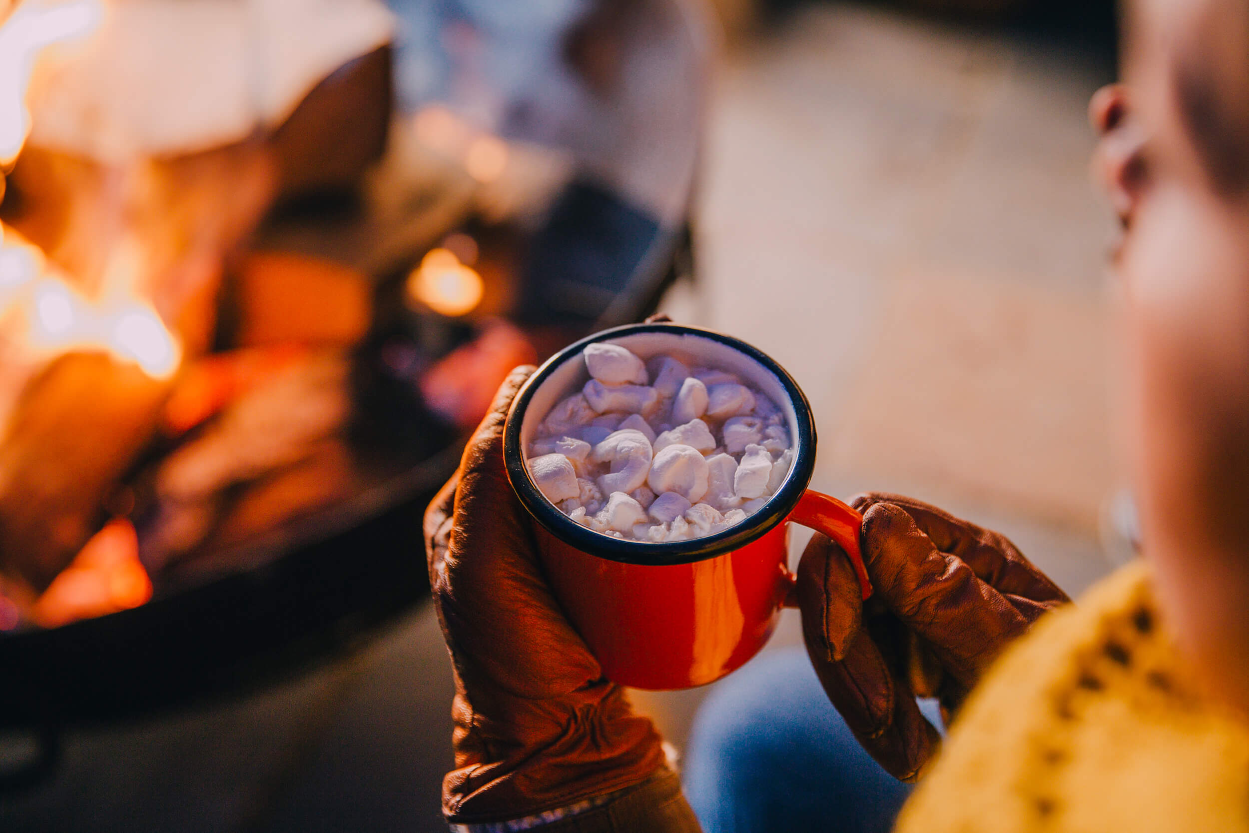 close up of hot cocoa with marshmallows