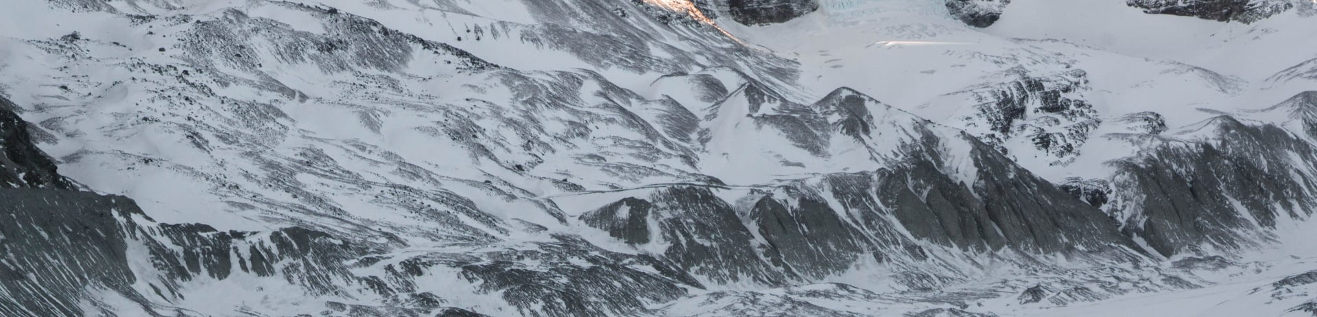 Two individuals hiking the Athabasca Glacier in Jasper National Park.