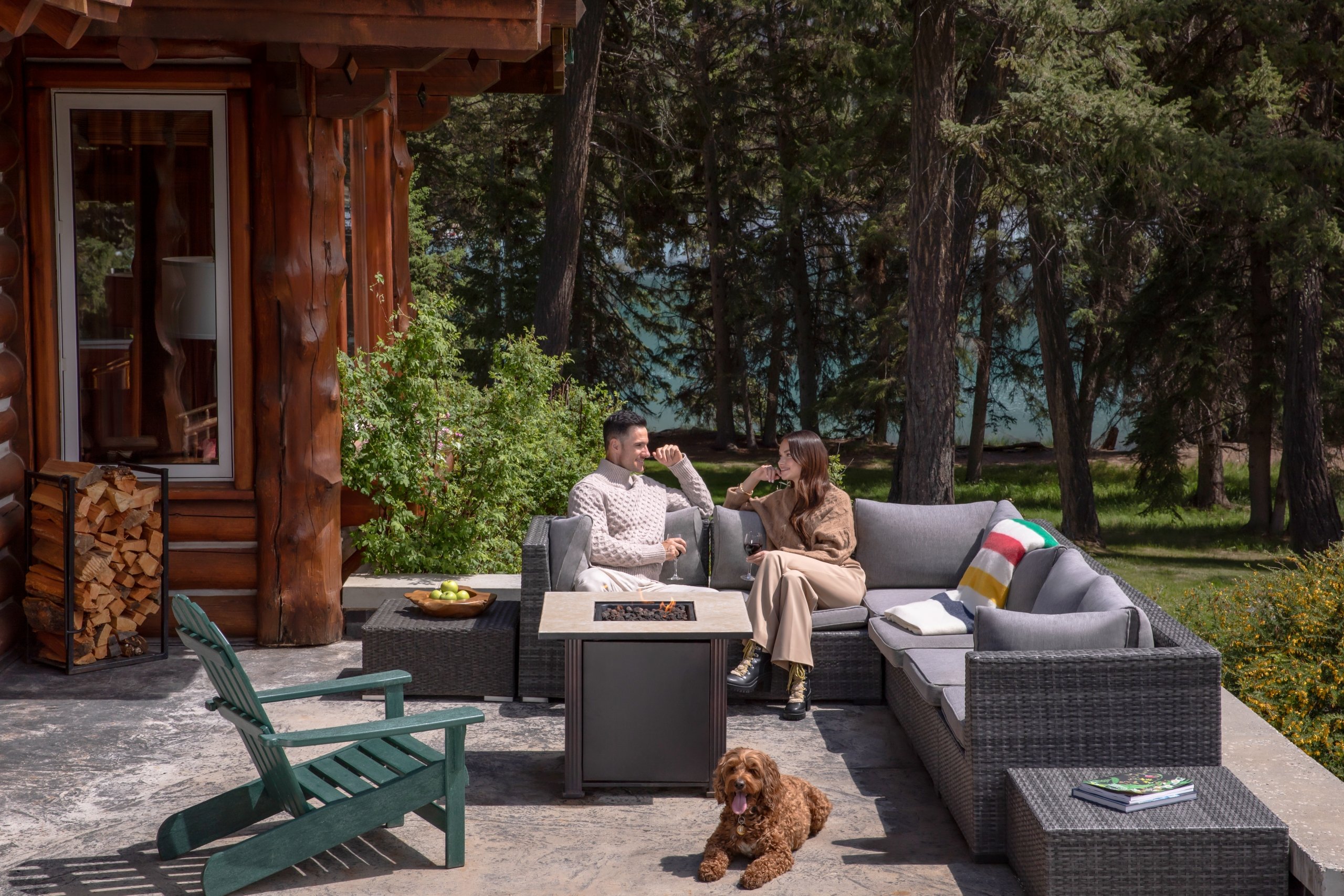 Couple enjoying a nice summer day on their in room patio.