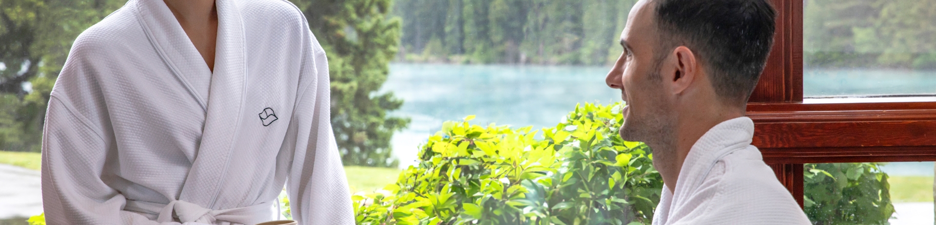 Couple relaxing in spa lounge