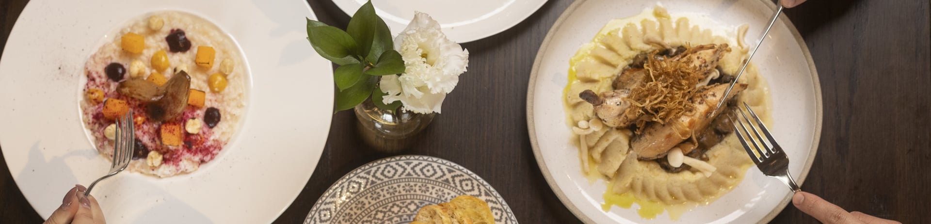 Dinner dishes at Stanleys Kitchen & Bar at Fairmont Jasper Park Lodge