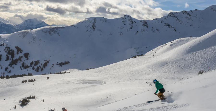 Skiing down a mountain