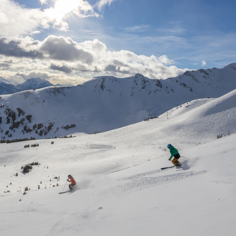 Skiing down a mountain