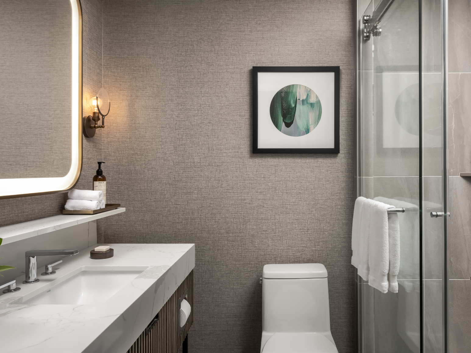 A hotel room bathroom.