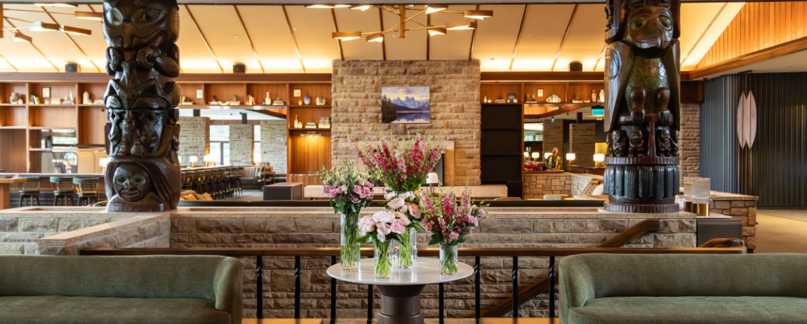 Hotel Lobby with Flowers in a vase