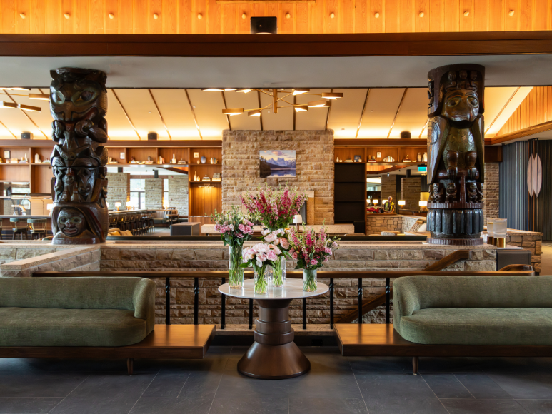 The main lobby of a hotel.