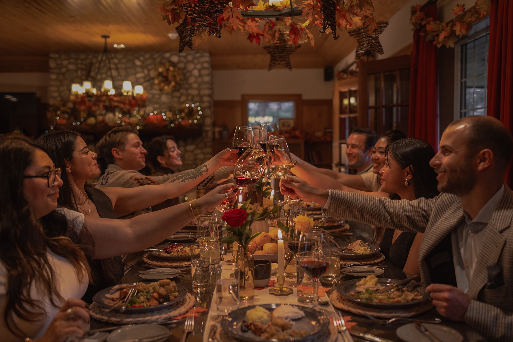 Thanksgiving at Fairmont Jasper Park Lodge. Family and friends celebrating to season.